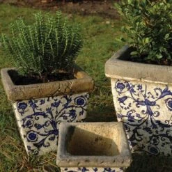 Aged Ceramic Flower Pots - Set Of 3