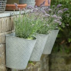 Embossed Wall Planters Antique Zinc - Set Of 3