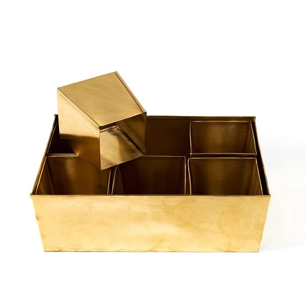 Brass Tray With 6 Brass Grow Pods - Image 3