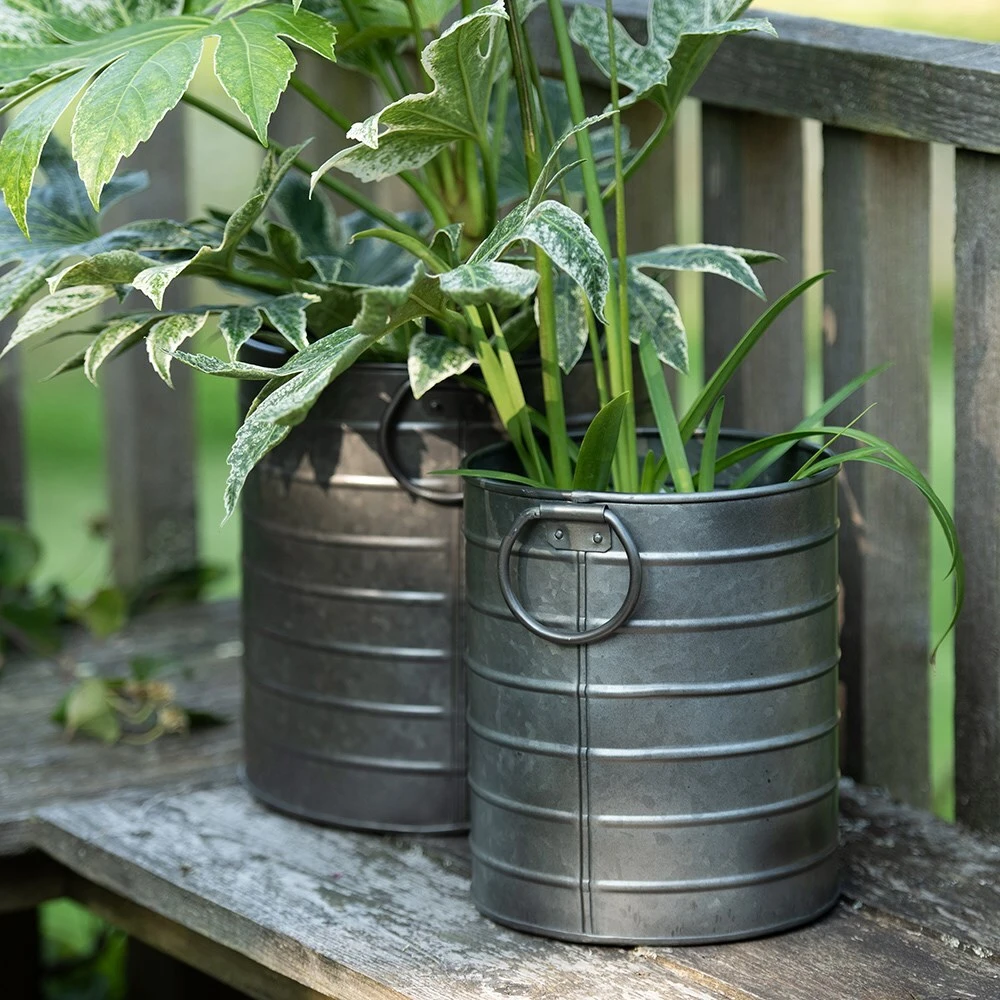 Galvanised Cylinder Pot - Image 2