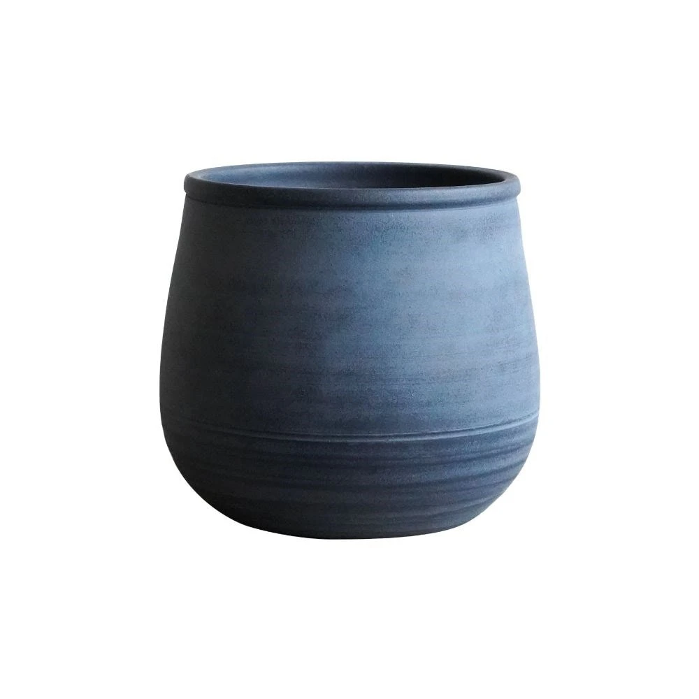 Handthrown Terracotta Plant Pot - Blue - Image 2