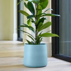 Handthrown Glazed Plant Pot - Light Blue