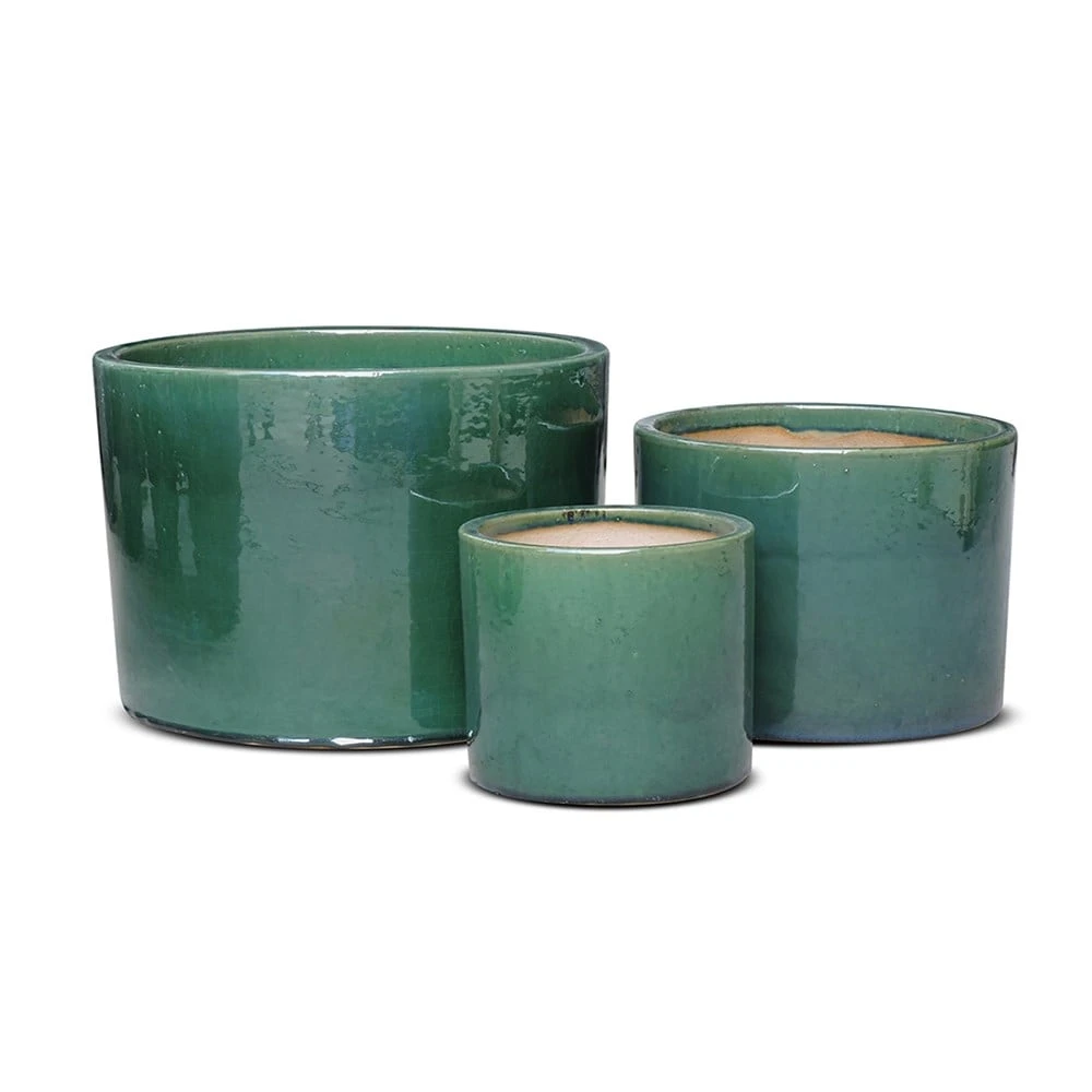 Glazed Ceramic Cylinder Crackle Green - Image 5