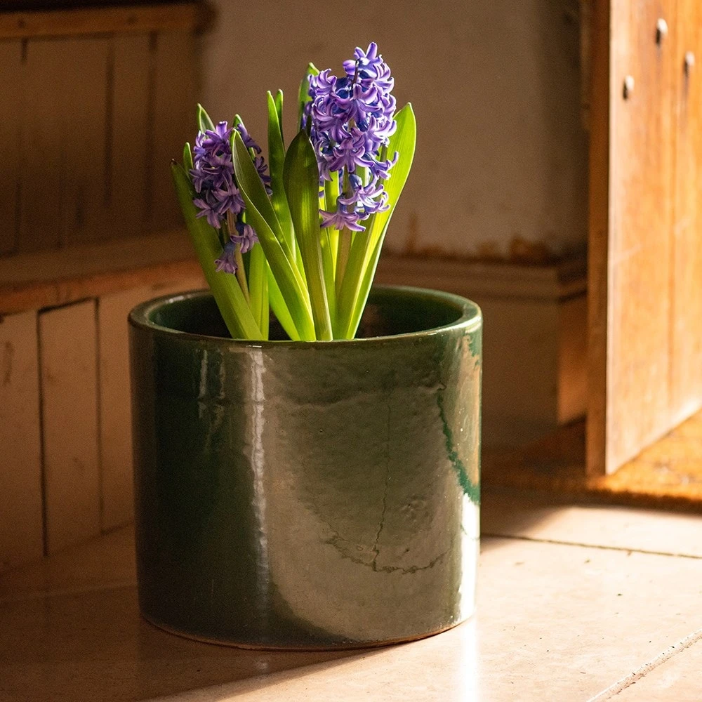 Glazed Ceramic Cylinder Crackle Green - Image 6